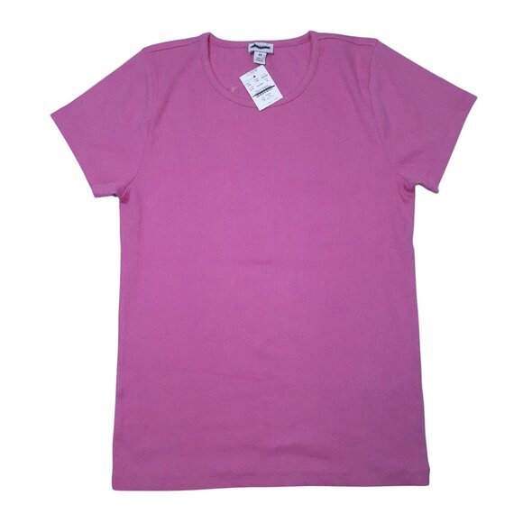 J.Crew Pink Ribbed Short Sleeve Shirt Womens Medium Cotton/Polyester - Picture 5 of 10